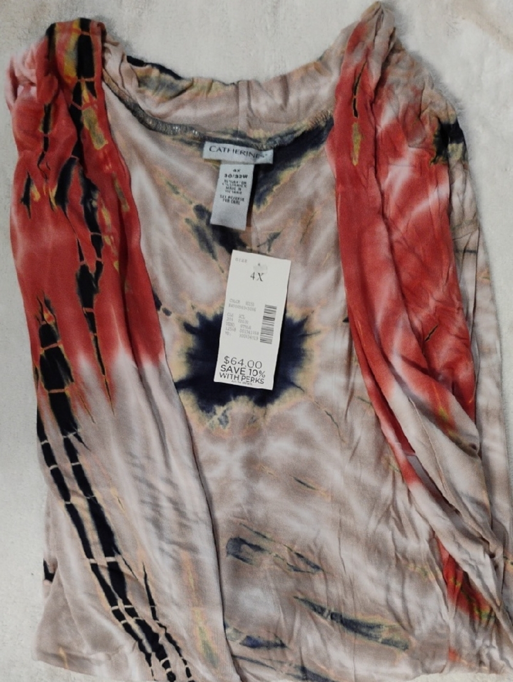 Catherine's Tie-Dye Cardigan in Coral & Navy